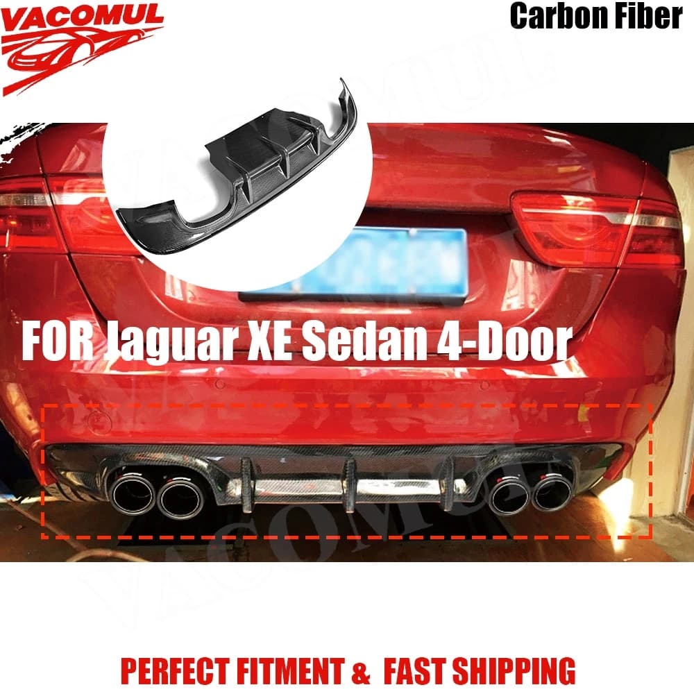 Diffusore Posteriore in Fibra di Carbonio VACOMUL per Jaguar XE Sedan 4 Porte 2015 2016 2017, Protezione Paraurti in FRP