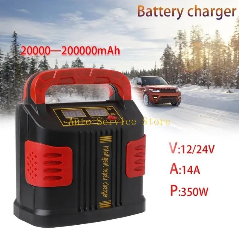 462A 350W 14A AUTO Regola il caricabatteria LCD 12V-24V Avviatore emergenza per auto portatile