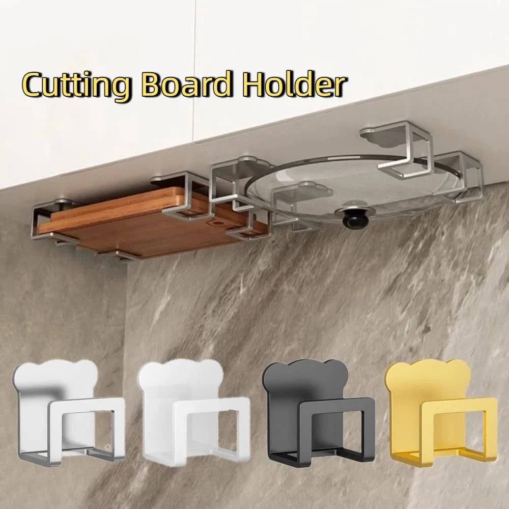 Stainless Steel Sink Sponge Holder Wall Mounted Rustproof Cutting Board Holder Self Adhesive Space Saving Pot Lid Rack Bathroom