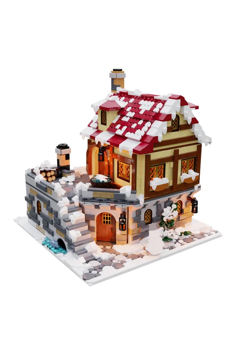Gobricks MOC 2465 PCS La Taverna Sotto la Neve Building Blocks Modello Medievale Taverna Invernale Architettura Mattoni Giocattoli Regali per Bambini
