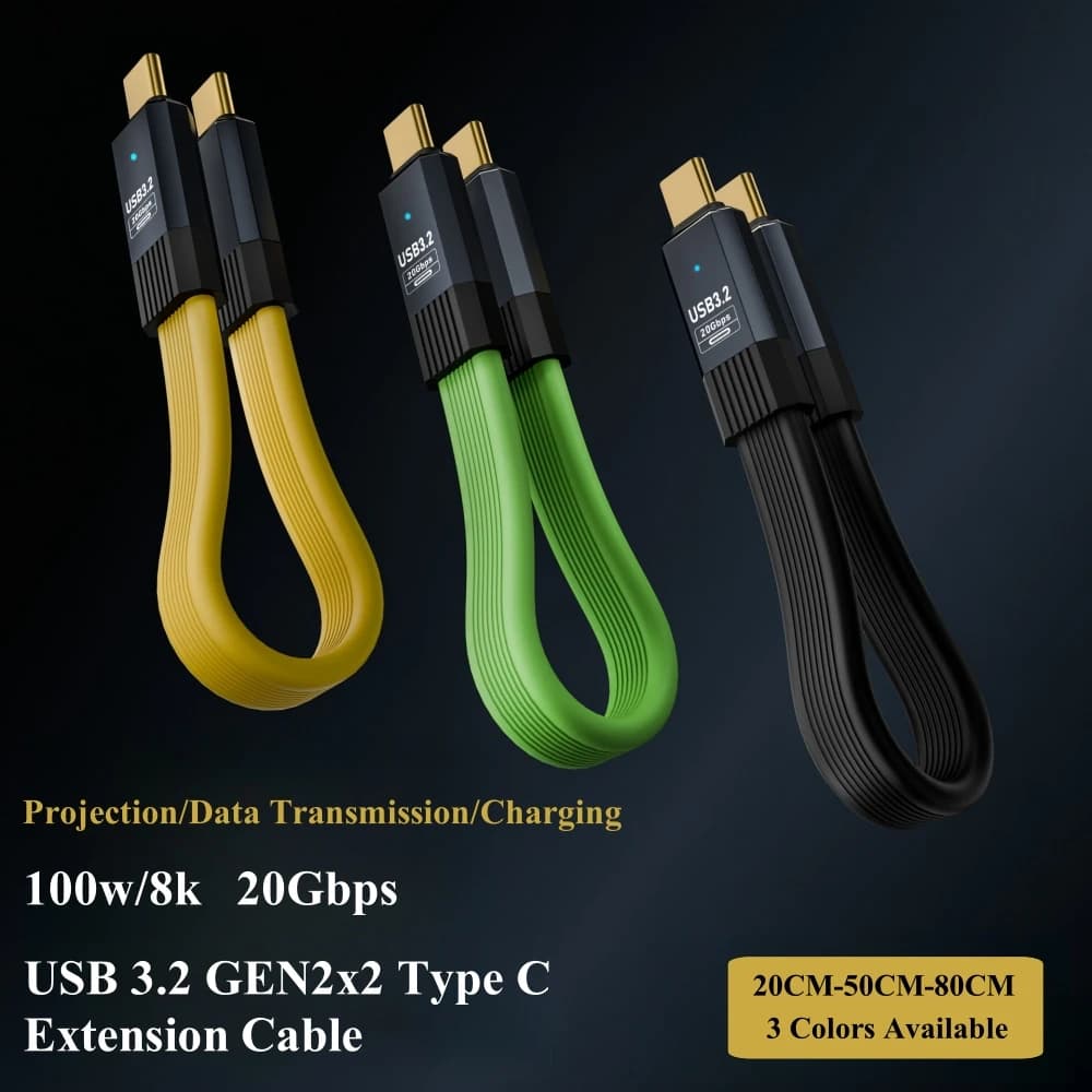 Cavo USB 3.2 Gen 2 tipo C maschio a tipo C cavo di alimentazione maschio 100W 20V 20Gbps 8k USB C cavo dati di ricarica rapida per ricarica di proiezione
