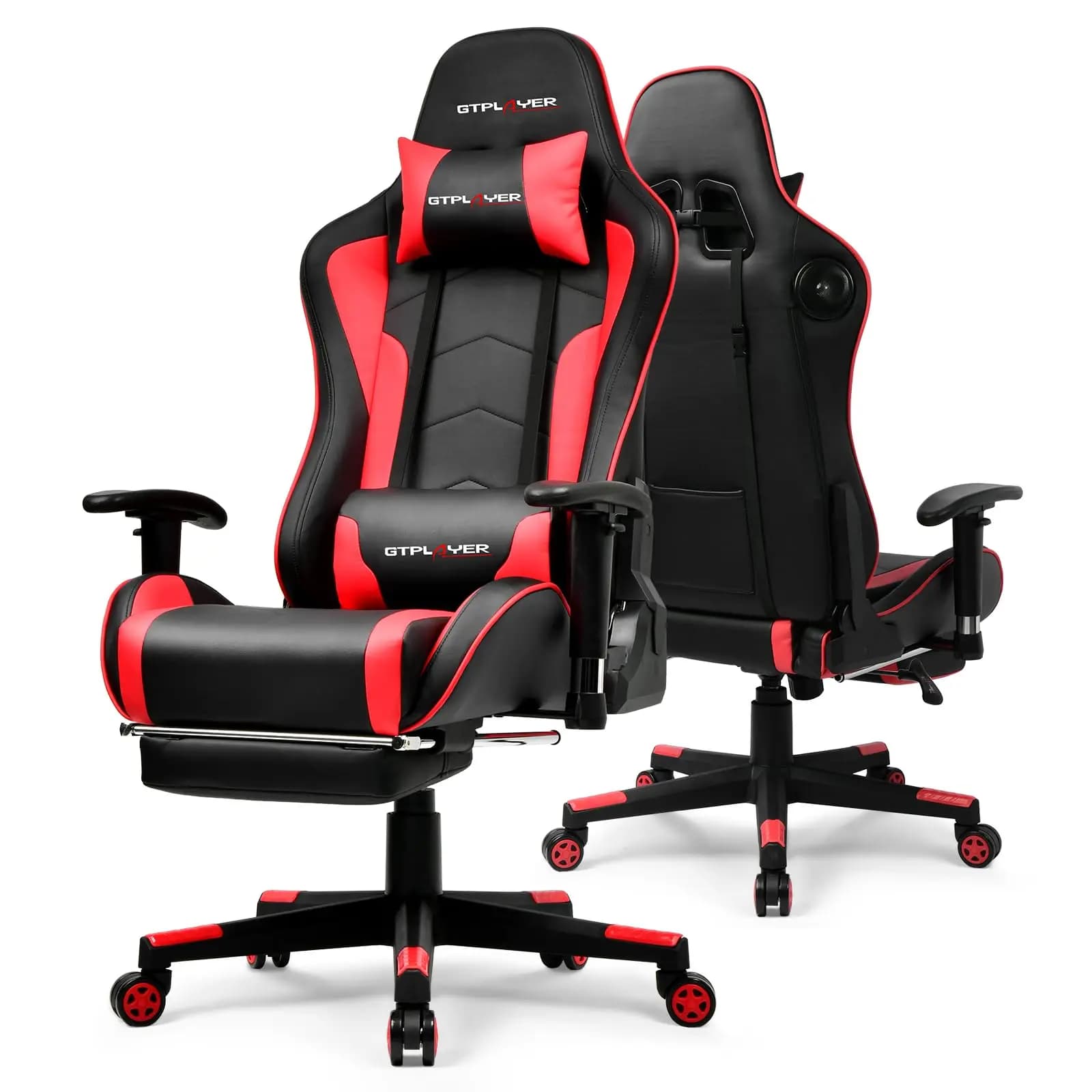 Gaming Chair with Bluetooth Speakers, Adjustable Backrest and Height, 3D Armrests, Footrest, Ergonomic Computer Chair