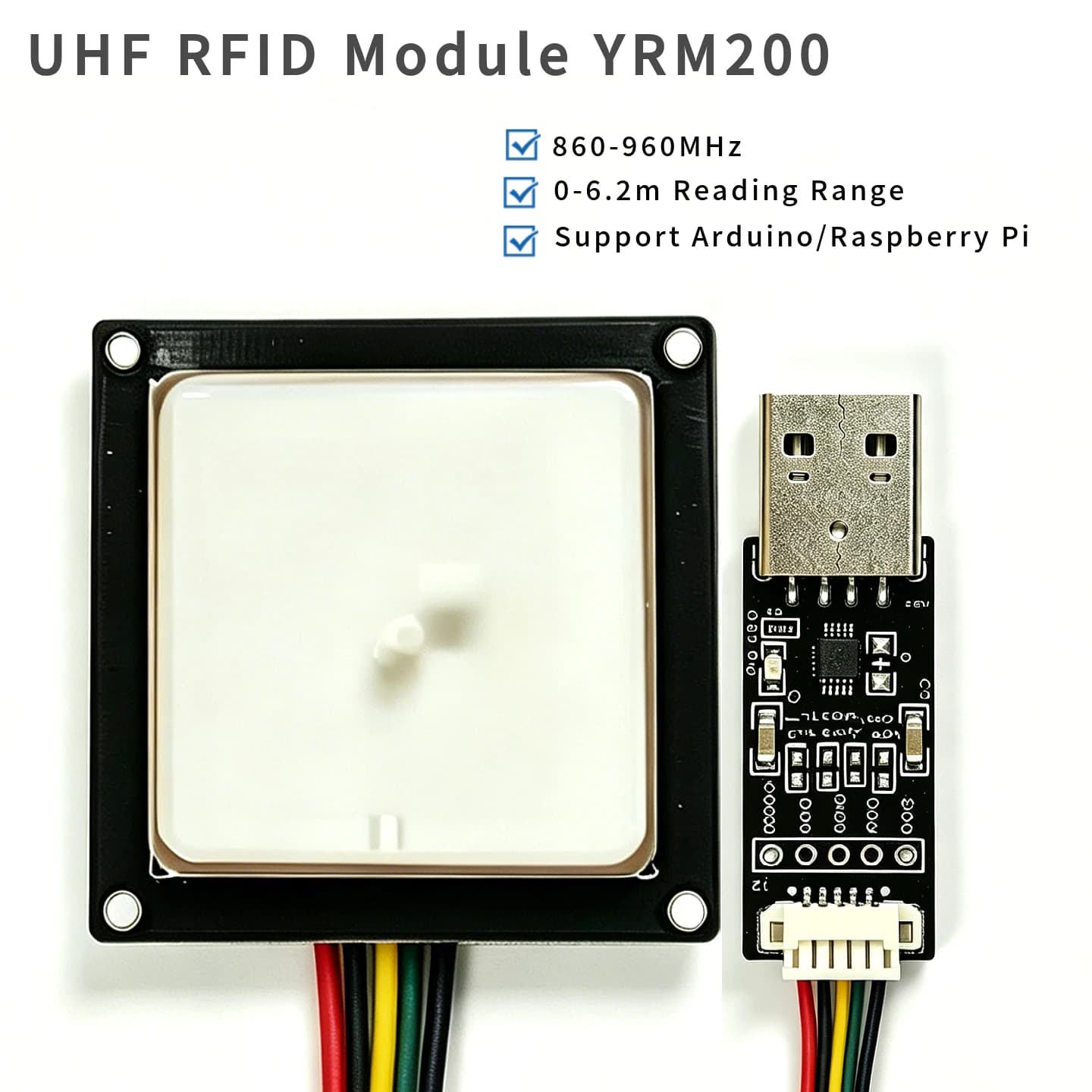 YRM200 Mini Embedded UHF RFID Reader Module 3-5.5dBi Integrated Antenna for Raspberry Pi Access Control Card Reader