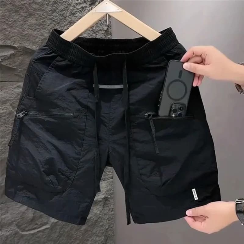 Men's Casual Quick Dry Five-Point Shorts Summer Trendy Workwear Shorts with Large Pockets Comfortable Straight Leg Pants