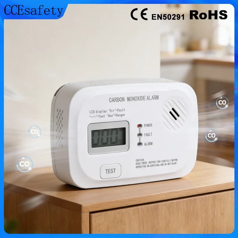 Allarme Monossido di Carbonio con Sensore CO per 10 Anni, Allarme CO per Camper con Batteria AA e Display LCD per Stufe a Propano, Tende, Caldaie, CE