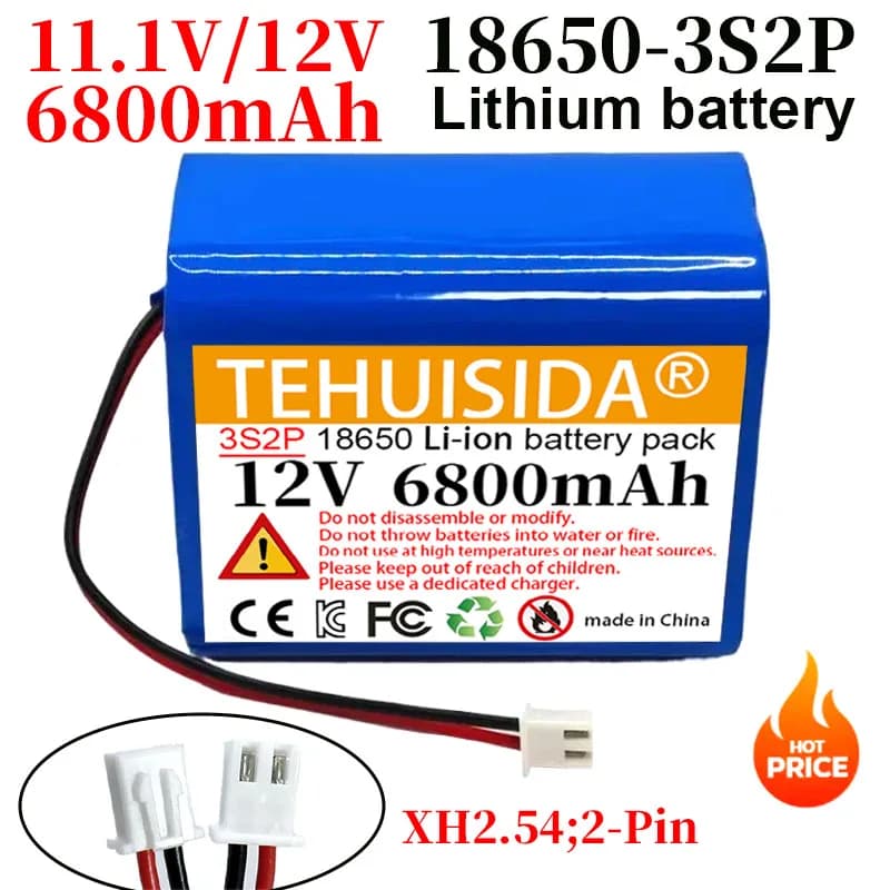 3S2P 11.1V 6800mAh 18650 Batteria agli ioni di litio per CCTV Lampada a LED Luce di backup Powe Monitor della fotocamera Batteria di ricambio 12V Batteria