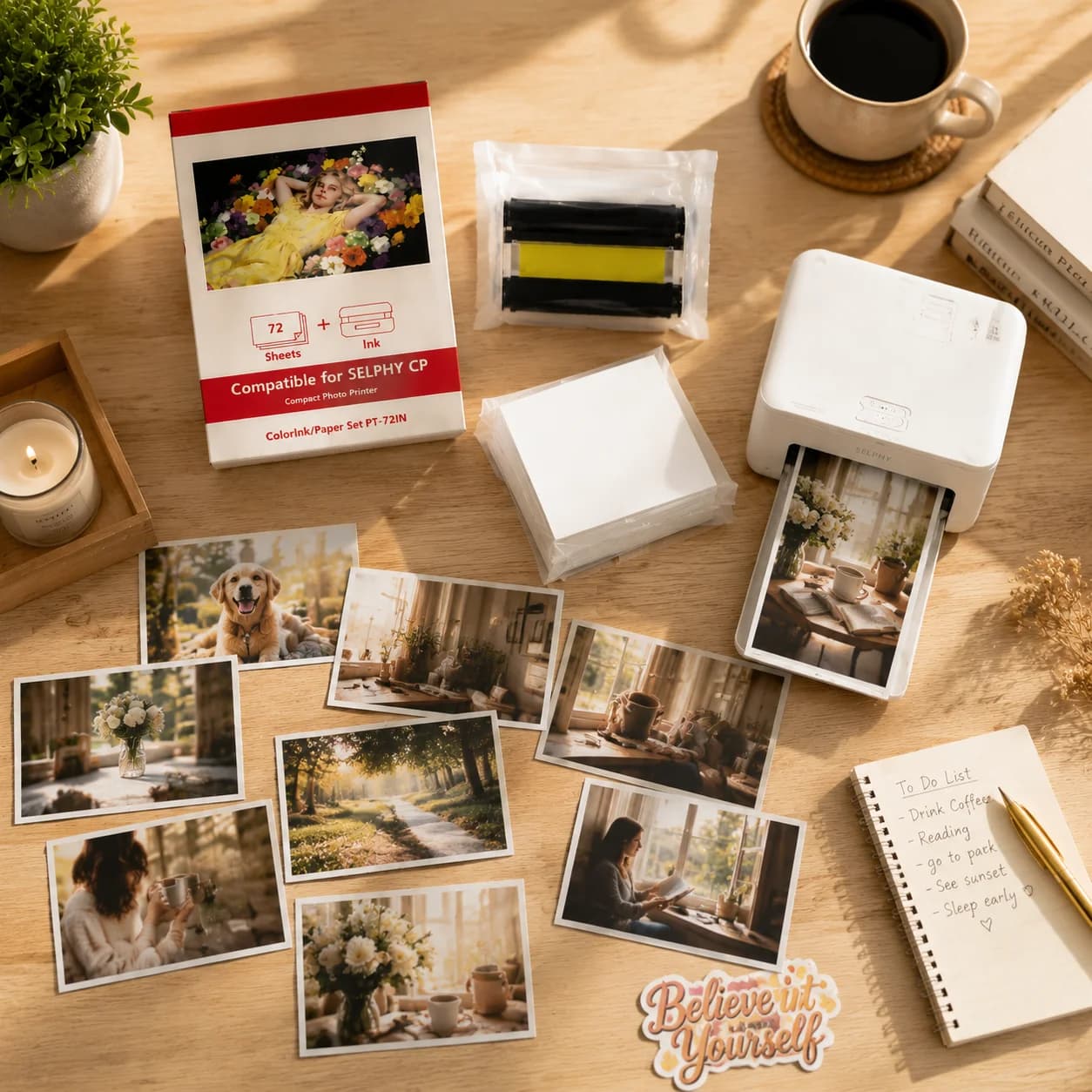Canon SELPHY CP Compact Printer Kit for Instant Printing, Ideal for Travel, Wedding Memories, DIY Scrapbooks, Family Albums