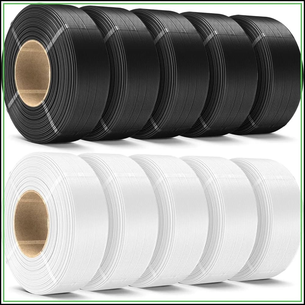 10KG PLA+ Filament Refill 1.75mm, No-Spool PLA Plus for Reusable Spools, 5KG Black + 5KG White