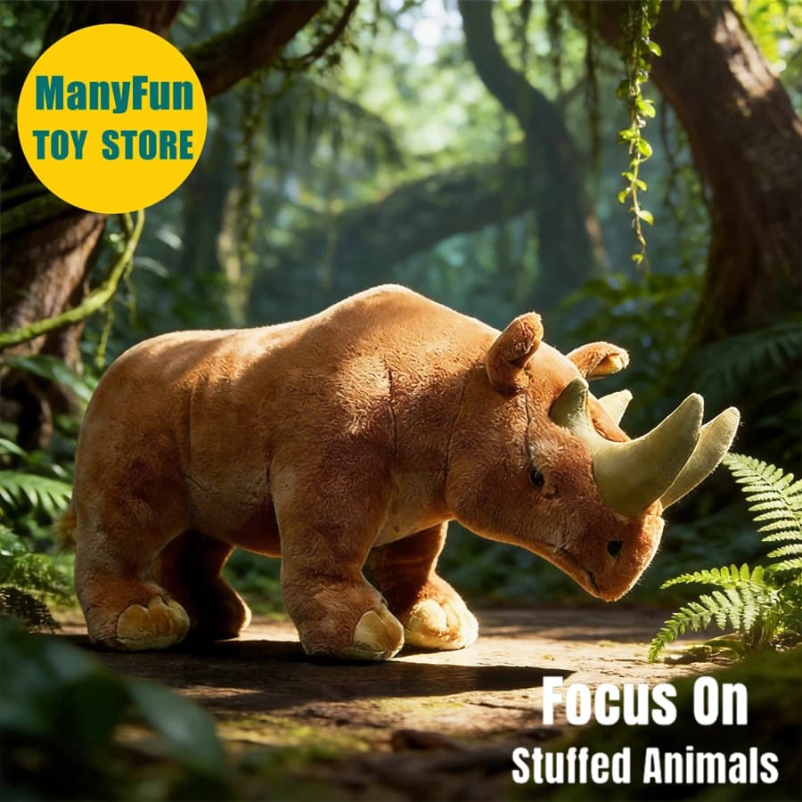 Peluche Arsinoitherium Realistico, Giocattolo Imbottito Embolotherium, Pupazzo Rinoceronte Simulato, Regalo per Bambini e Collezionisti