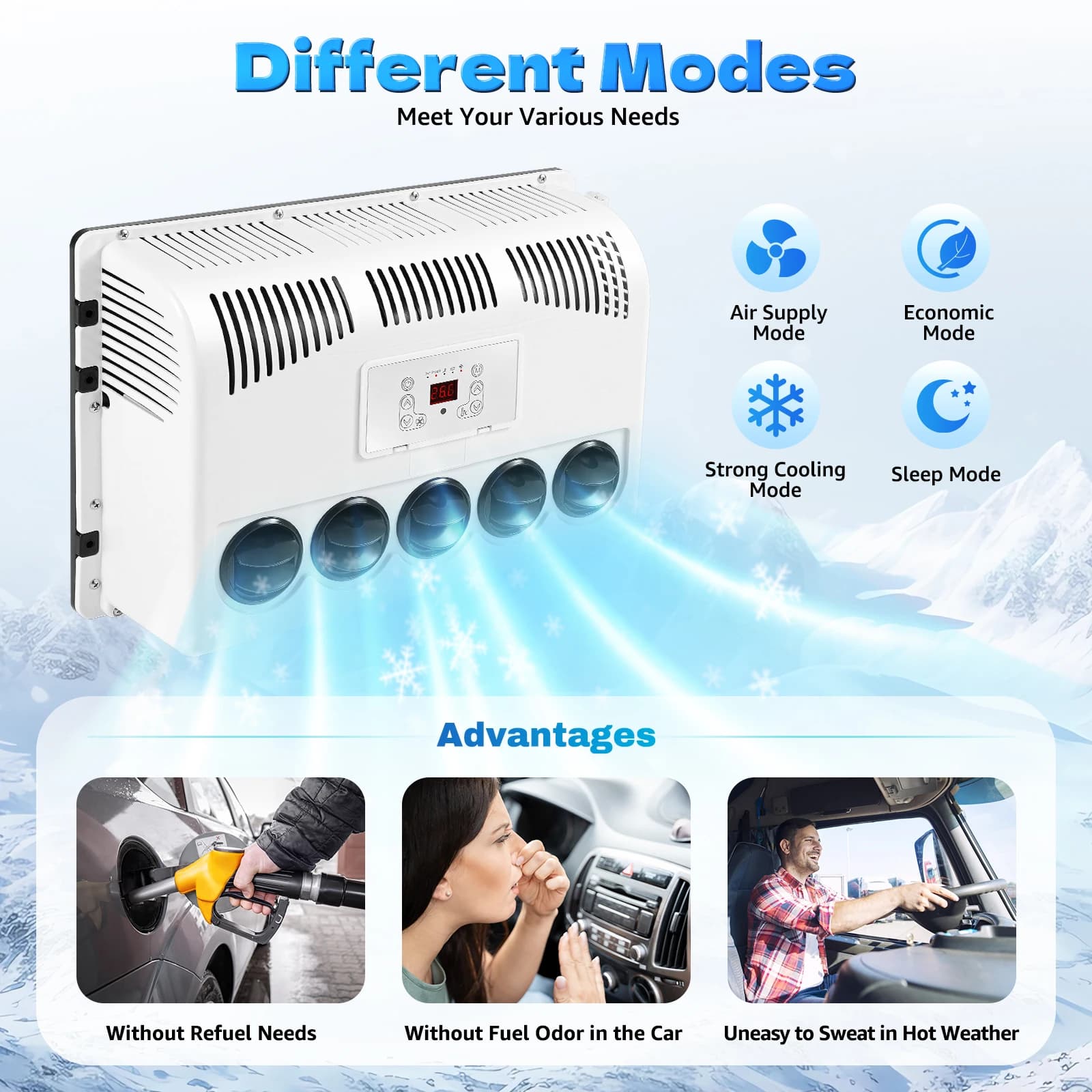 12V 11000 BTU Split Air Conditioner Indoor Outdoor Unit Remote Control for Semi Truck Bus Motorhome