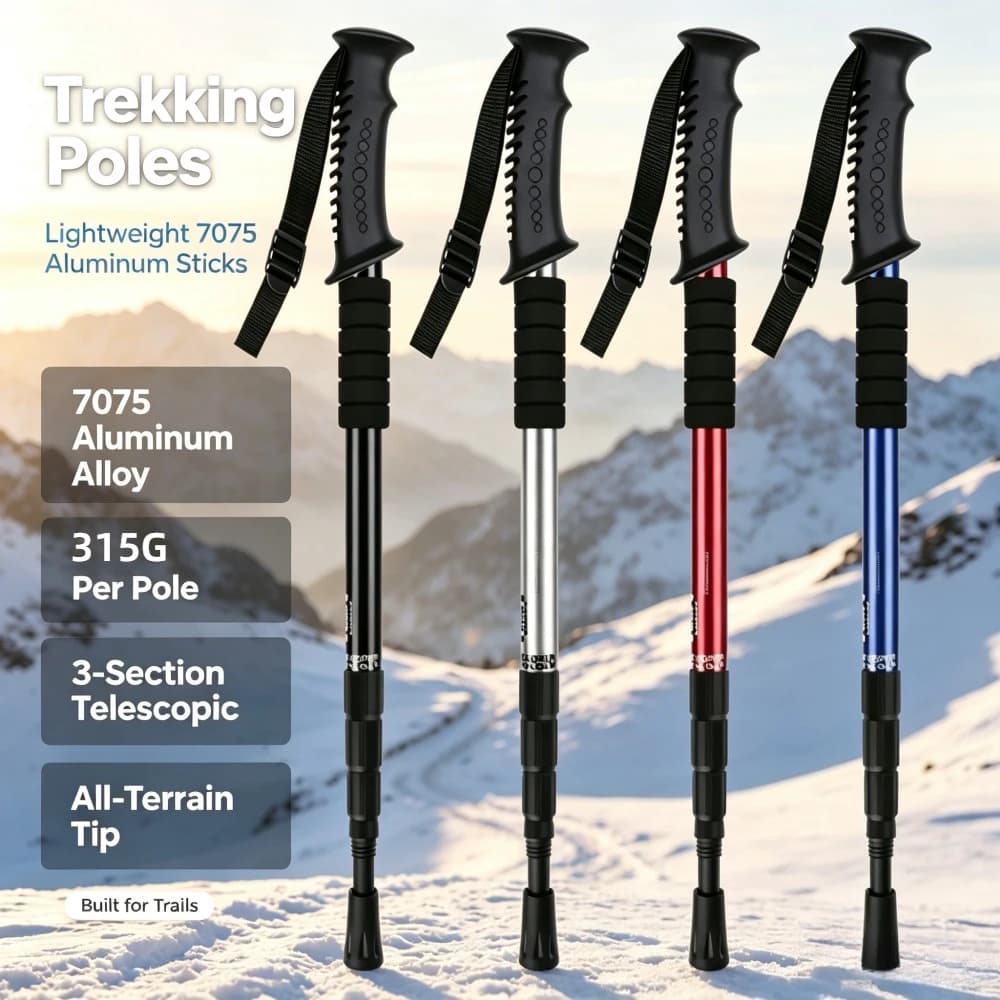 Outdoor Adjustable Telescopic Aluminum Alloy Trekking Poles Non-slip Walking Poles Ski Rock Climbing Camping Trekking Poles