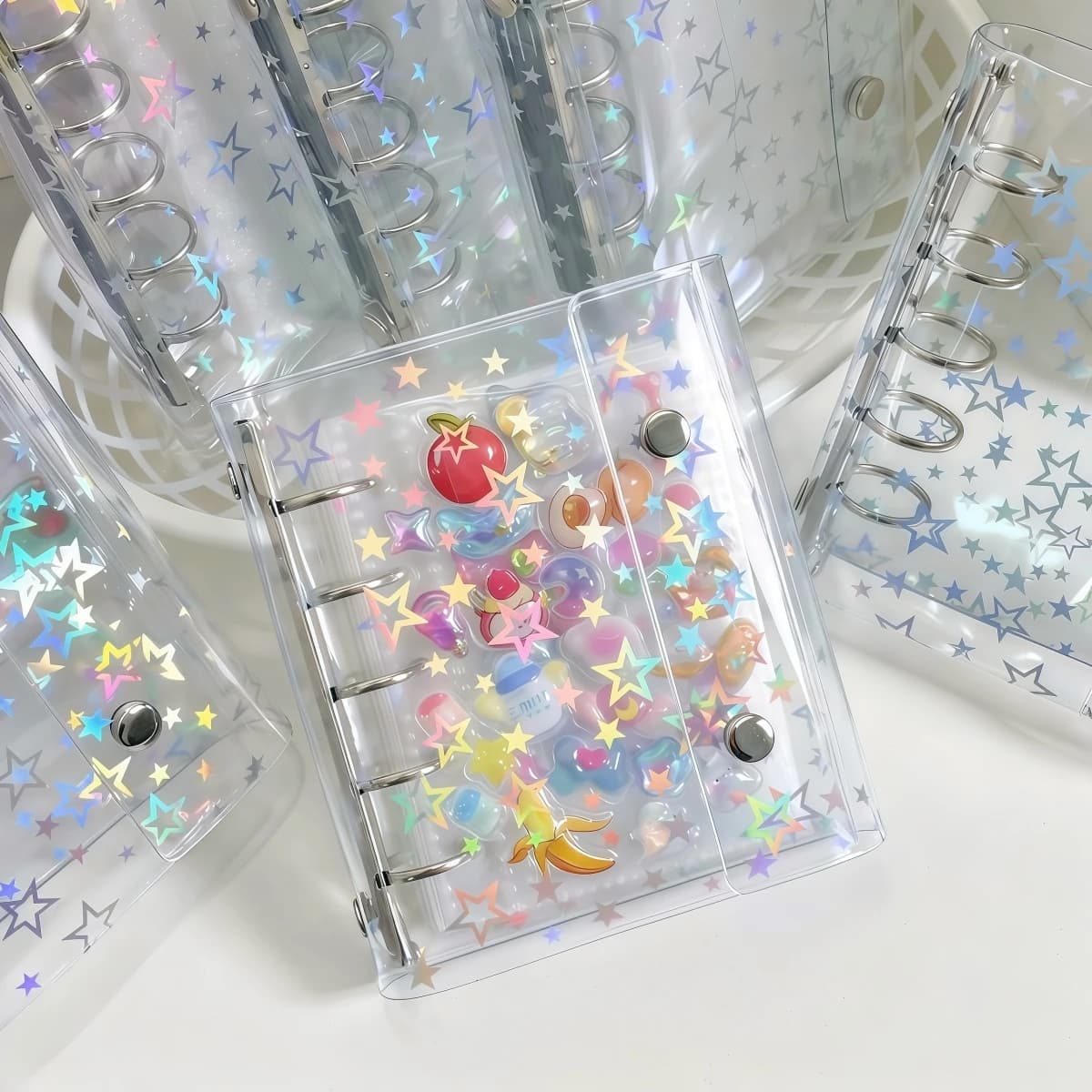 1Pc M5 Rainbow Star Planner, Raccoglitore a stella colorato, Libro di adesivi a bolle in rilievo 3D, Libro di adesivi, Ricarica di pagina interna trasparente in PP, per Scrapbooking, Archiviazione di adesivi