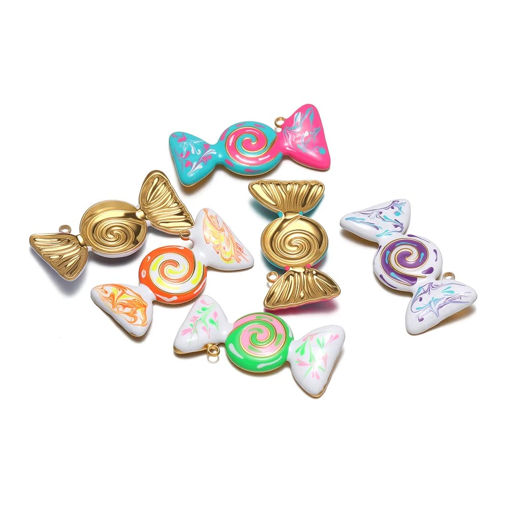 4 pezzi pendenti in smalto con ciondoli colorati in acciaio inossidabile per bambini fai da te creazione di gioielli collana braccialetto decorazione 15x30mm