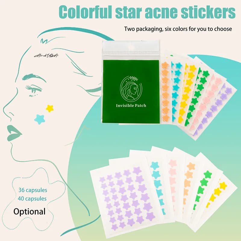 40 pezzi/set toppe colorate per l'acne a forma di stella adesivi per la cura della pelle macchie facciali strumenti per il trucco