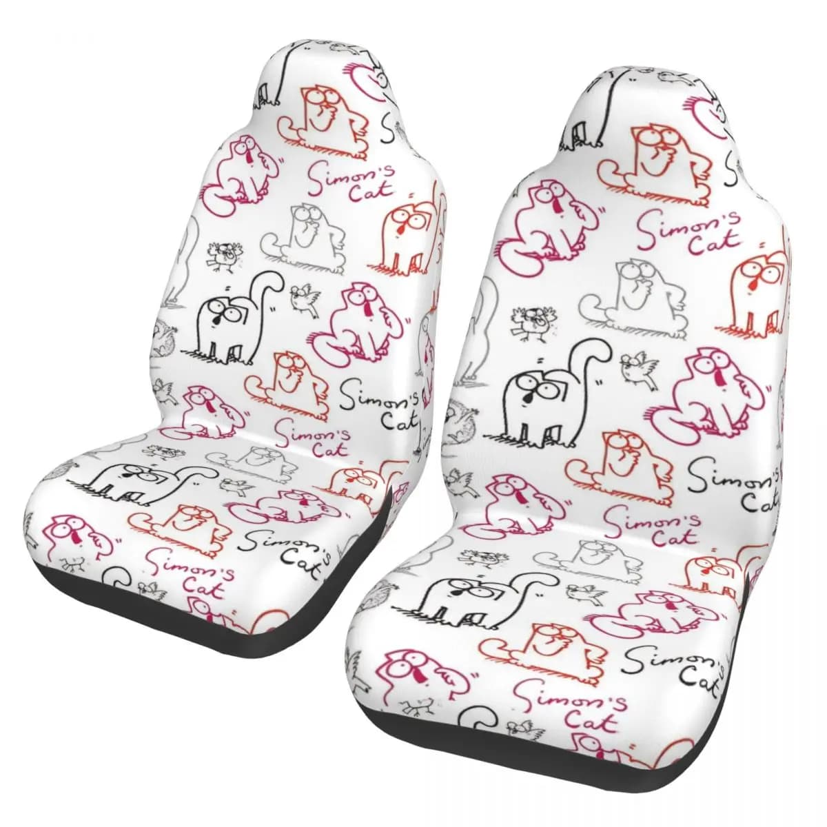Simons Cat Humorous Cat Universal car seat cover, suitable for most cars, travel seat covers, polyester car accessories