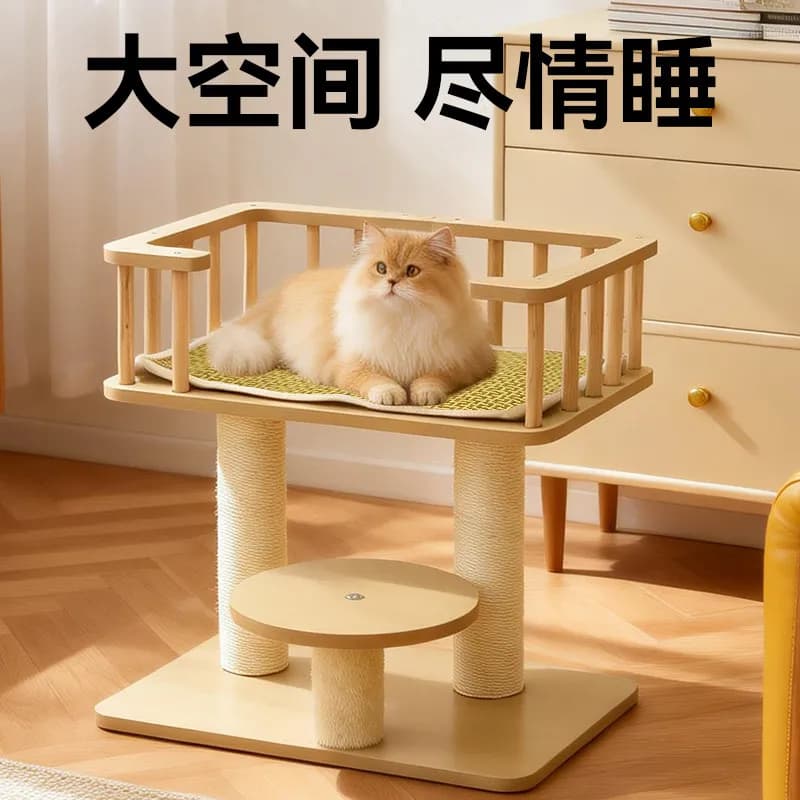 All Season Large Space Capsule Cat Tree Integrated Cat Bed Wearproof Sisal Scratcher For Large Fat Cats