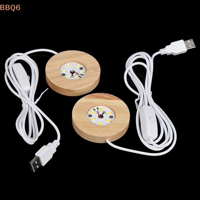Base luminosa a LED in legno da 60 mm, base per lampada notturna luminosa per sfera di cristallo