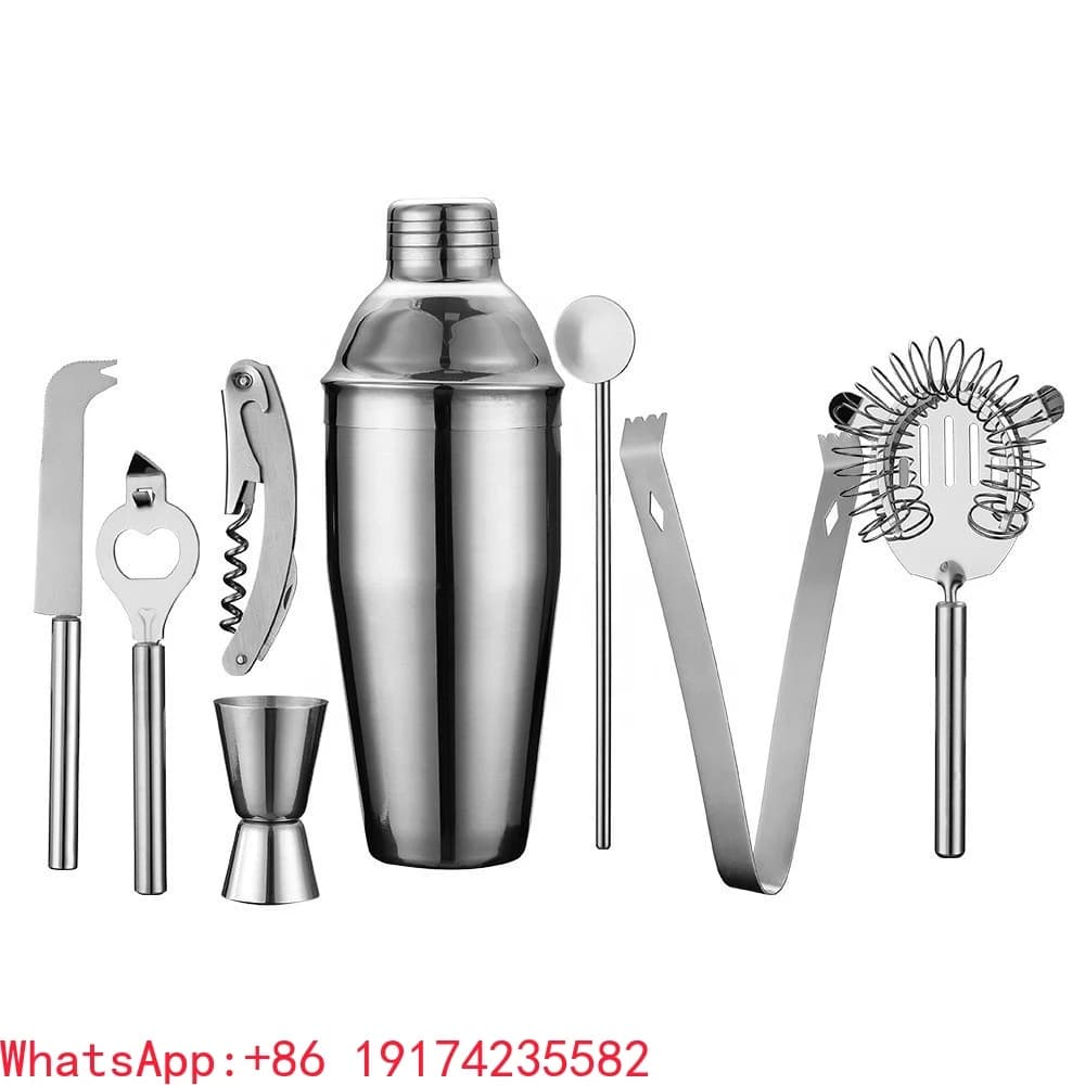 Nuovo set di shaker per cocktail da 8 pezzi Set da bar di lusso in acciaio inossidabile semplice e bello