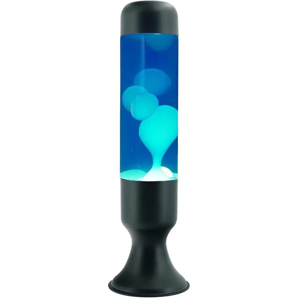 Lampade a Movimento Liquido zhrisezlava da 16 Pollici, Liquido Blu con Cera Bianca, Base Nera, Luce Notturna Rilassante, Decorazione Retrò per la Casa