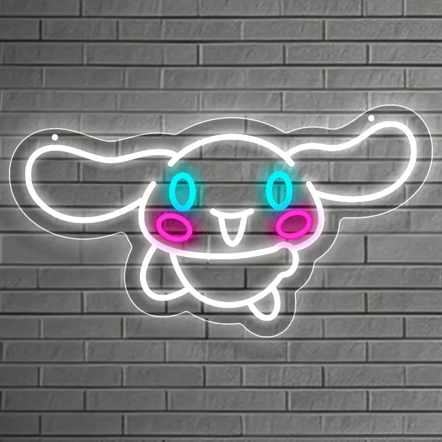 Insegna Luminosa al Neon a Forma di Coniglio, Alimentazione USB, Insegna al Neon Dimmerabile, Decorazione Murale Cartoon per Camera da Letto, Sala Giochi, Design GO, Idea Regalo