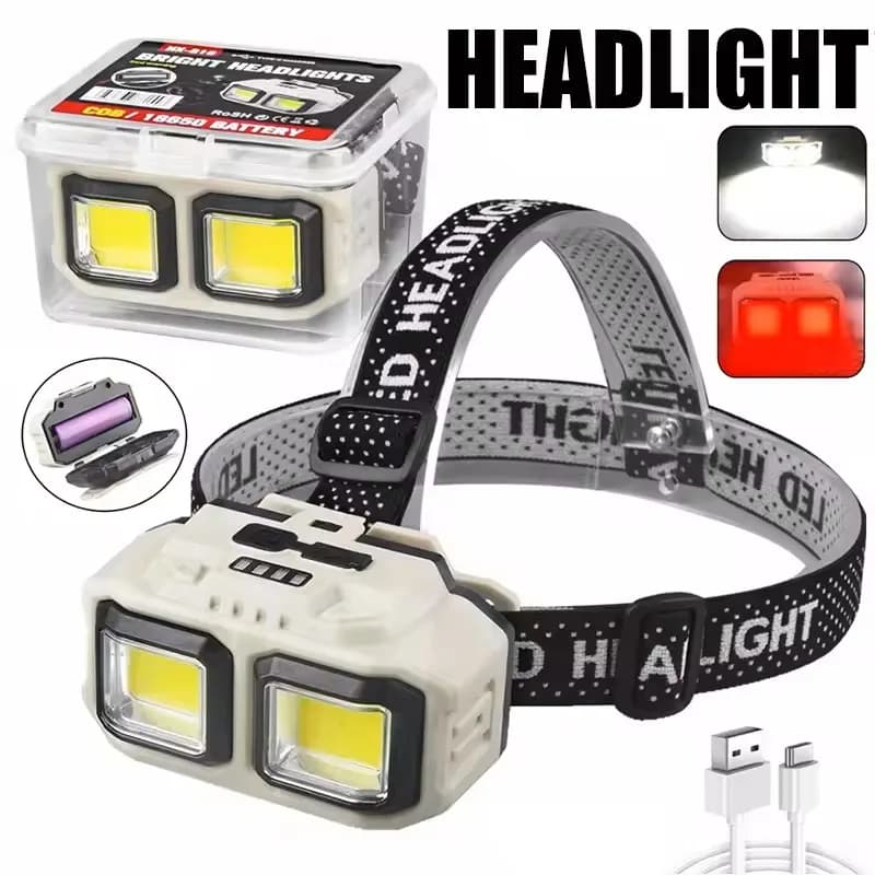 High Power LED Rechargeable Red Light Waterproof Head LED Head Fishing Front Accessories Working Light with Hood