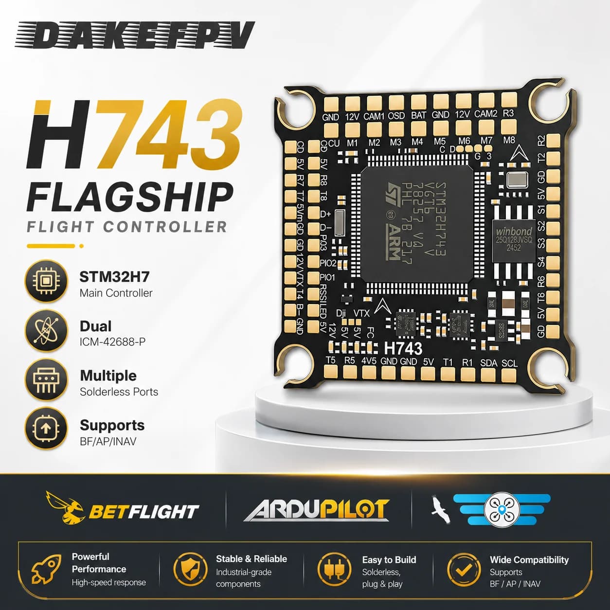 Controller di Volo H743 / H7 V3S Plus FC + Stack ESC 4in1 BLheli_S 70A 30.5*30.5mm per Droni FPV RC da Corsa