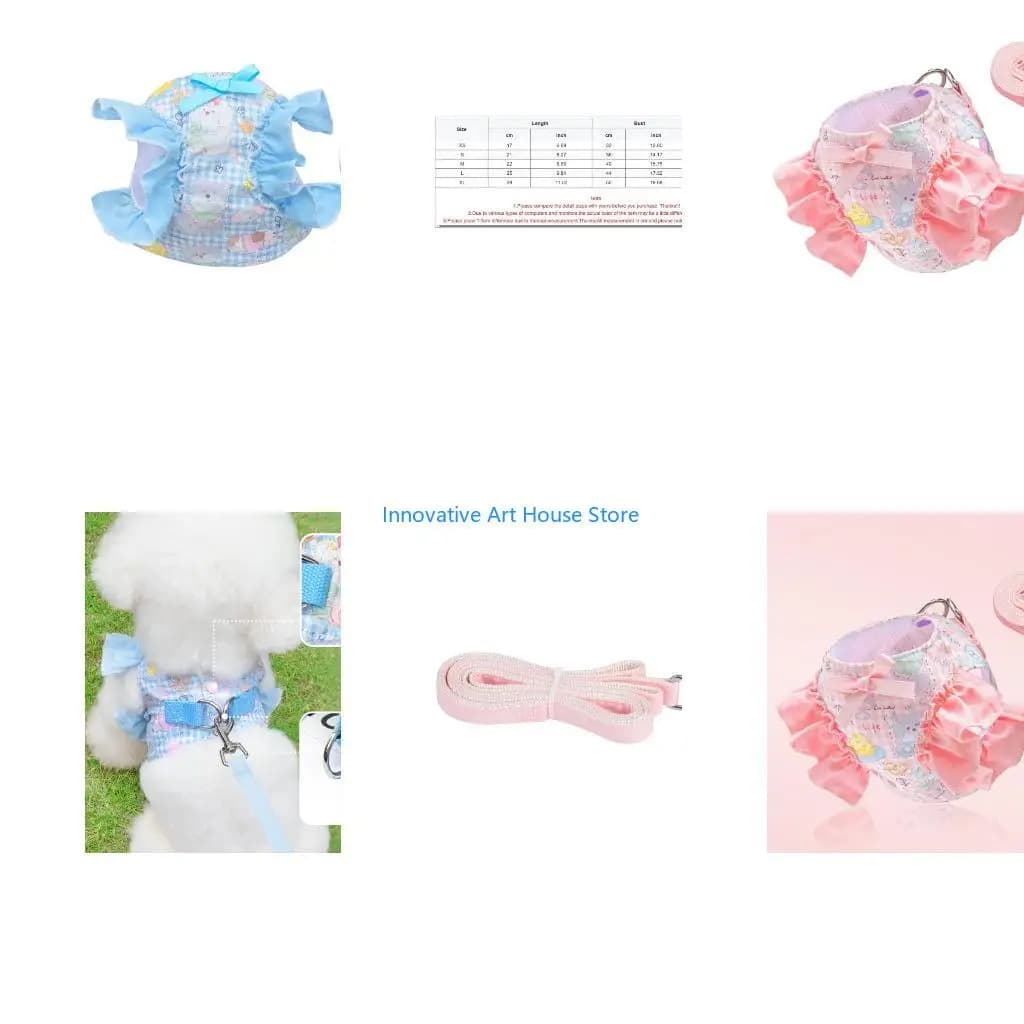 E1PC Daily Outdoor Small Dog Walking Harnesses Set, Soft Fabric Bodywear with Decorative Side Trim for Routine Walk Use Each Day