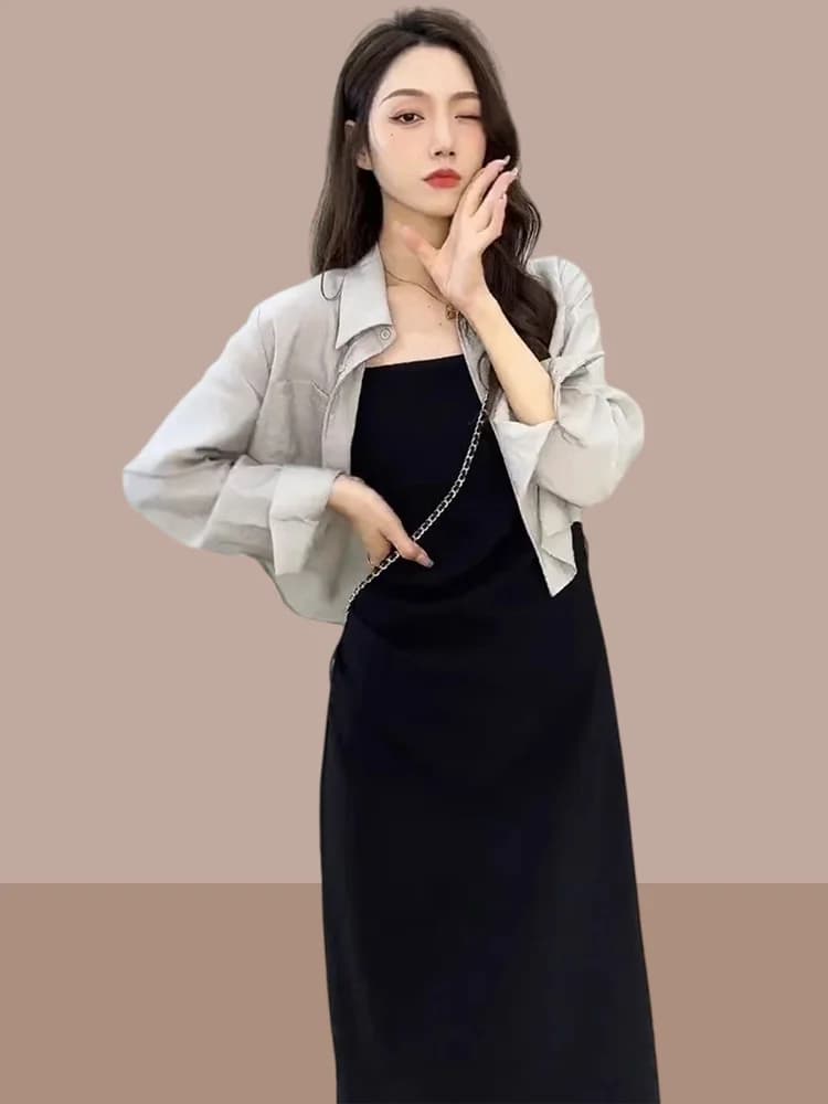 Lightweight Long Sleeve Women's Jacket Summer New Style Silk Short Cardigan Collar Shirt Loose Fit Sunscreen Dress