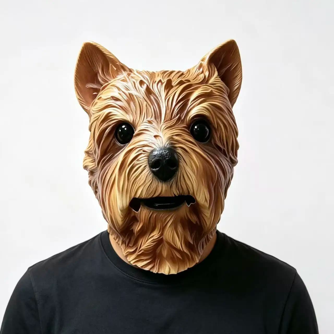 Shih Tzu Dog Full-Head Latex Mask Realistic Pet Headgear for Halloween Cosplay Party Costume Prop