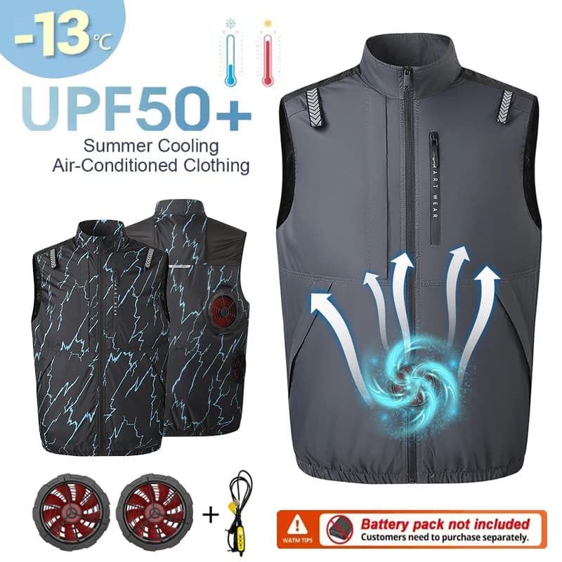 Gilet estivo climatizzato a quattro ventole, abbigliamento da lavoro rinfrescante, abbigliamento protettivo con ventola per cantieri edili all'aperto