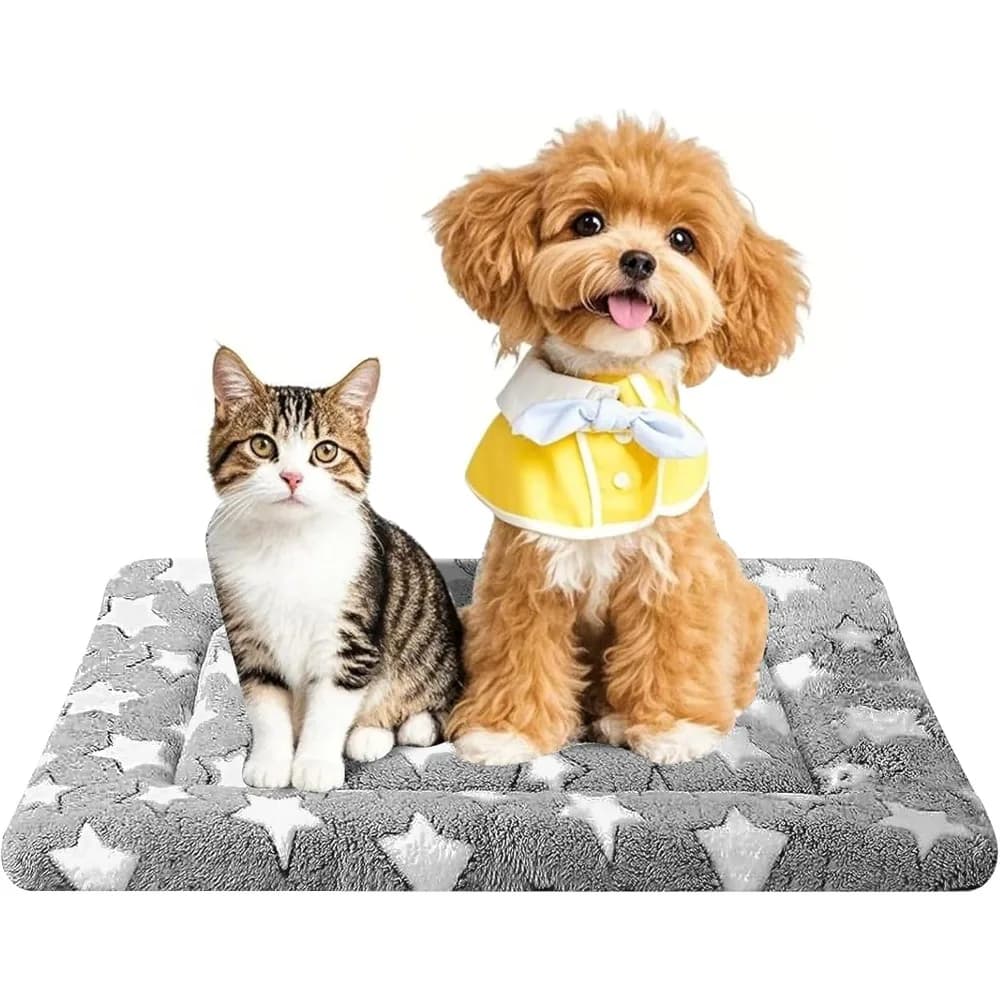 Tappetino reversibile per cassa per cani – Peluche/Caldo e tela/Lati freddi, Lavabile in lavatrice, 24×18" per cani ≤25 libbre