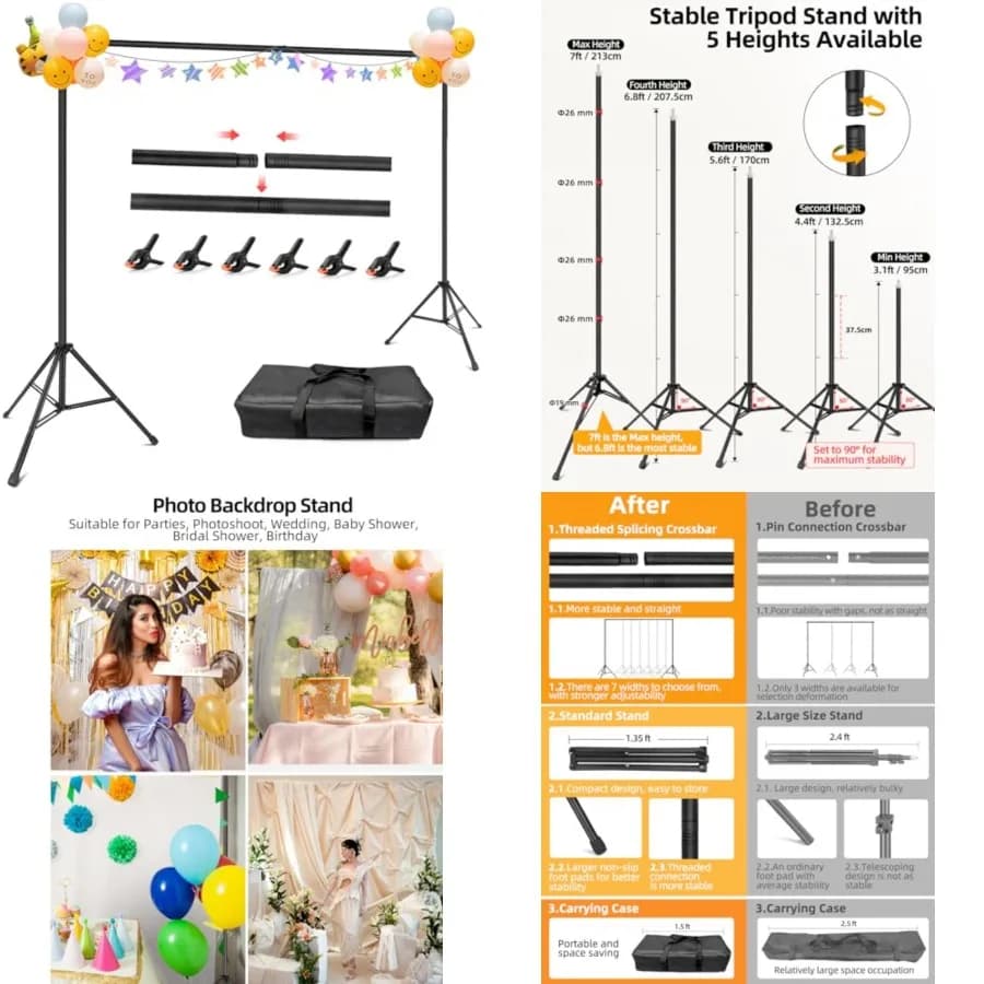 Supporto per Sfondo Fotografico 10x7ft (LxH) per Servizi Fotografici, Matrimoni, Compleanni, Schermo per Proiettore, Decorazioni, Palloncini