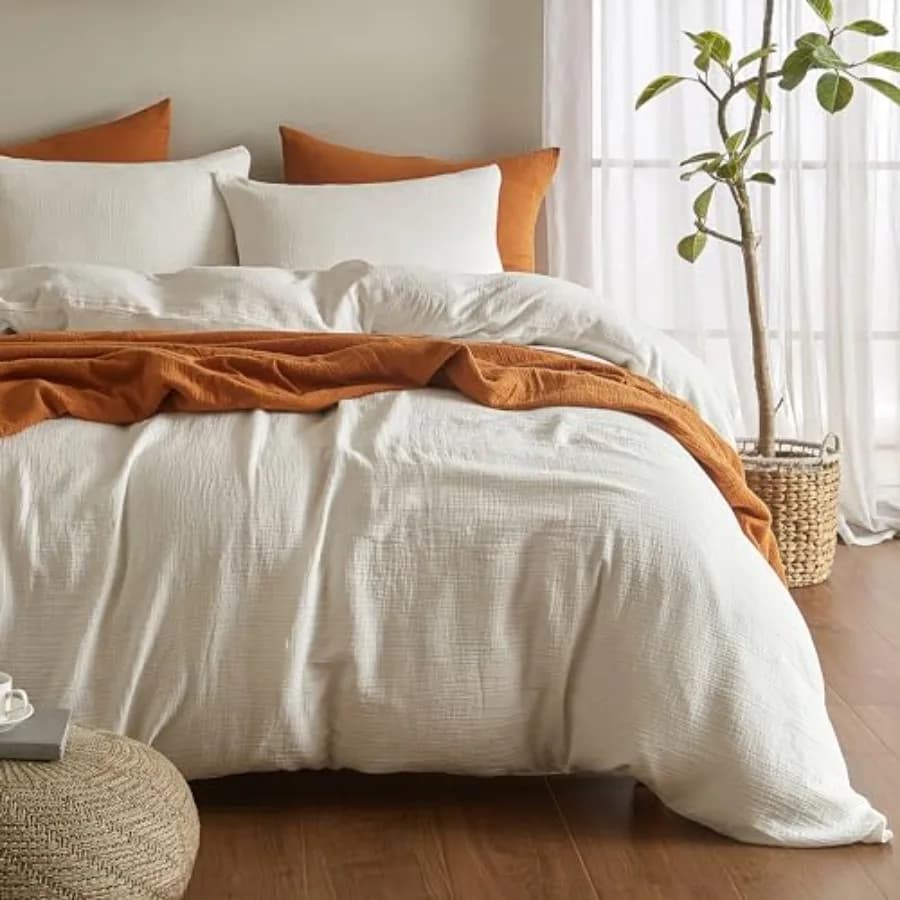 Slin King Size Cover Set in 100% Soft Woven Cotton, Similar to 3 Pieces, with 2 True