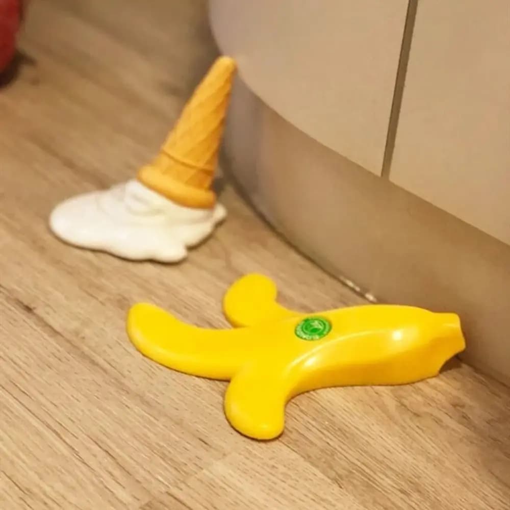 Fermaporta a Cuneo Decorativo a Forma di Banana/Gelato Senza Foratura, Protezione per Pavimento in Plastica