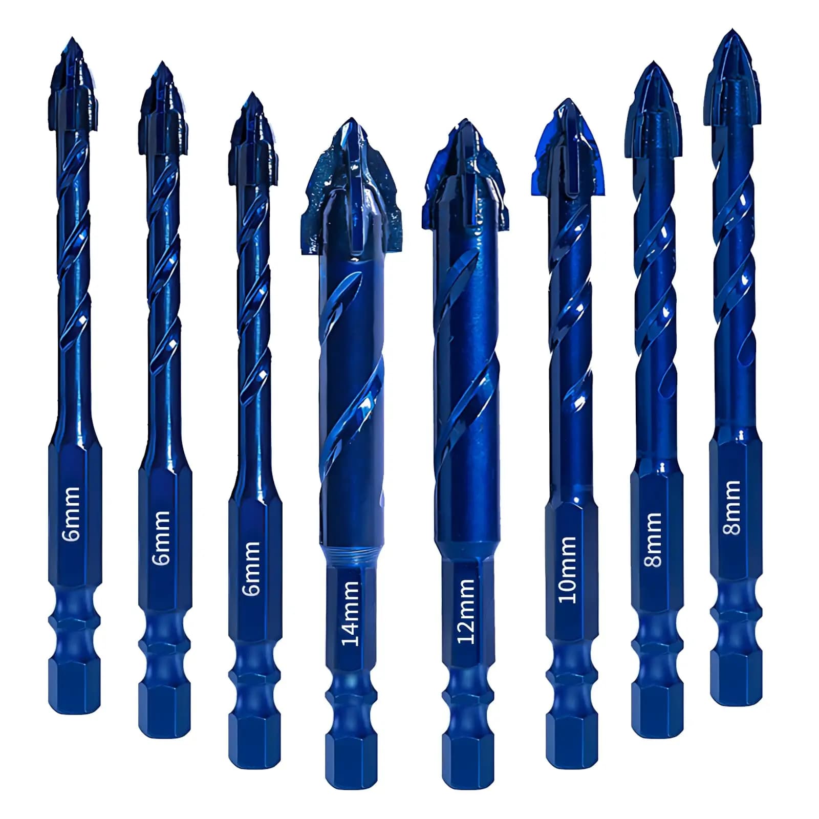 Punta da trapano per muratura seghettata aggiornata Set di punte da trapano per uso domestico industriale da 6-14 mm per calcestruzzo/piastrelle/vetro/mattone/ceramica/plastica/legno