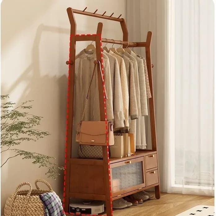 Armadio Aperto per la Casa con Divisori per Vestiti, Porta in Legno, Scrivania, Espositore, Appendiabiti e Organizer con Cassetto - Mobili