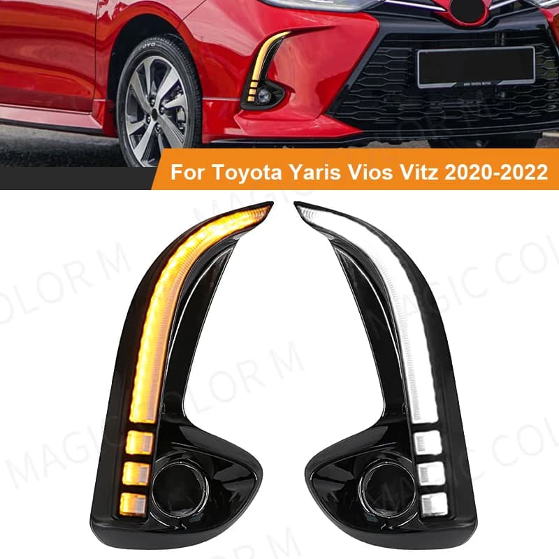 Per Toyota Yaris Vios 2020 2021 2022 LED Daytime Running Light DRL paraurti anteriore Daylights indicatore di direzione fendinebbia bianco giallo 12V