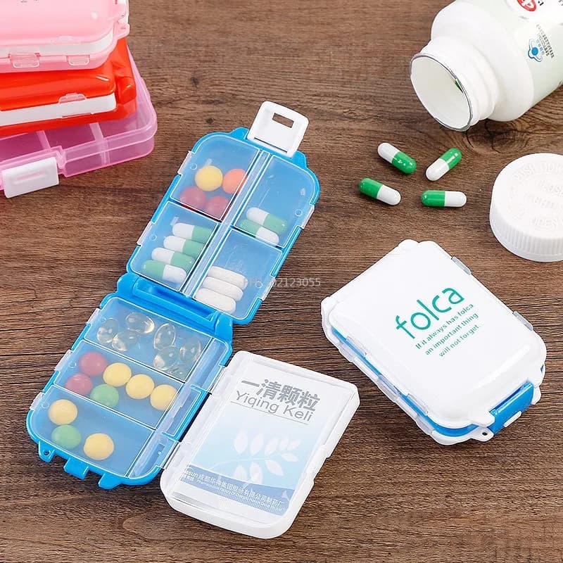 Portapillole pieghevole Medicine Drug Pills Organizer Storage Boxs Portable Pharmacy Capsule Tablet Container portapillole vuote
