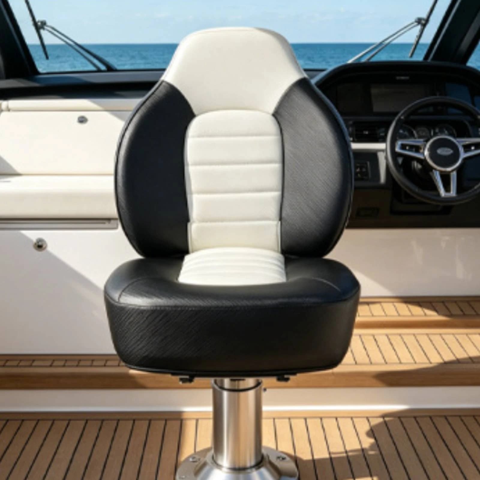 Marine Boat Seat Padded High Back Boat Seat Helm-styleStyle Chair Cushioned Nautical Furniture Universal Fit