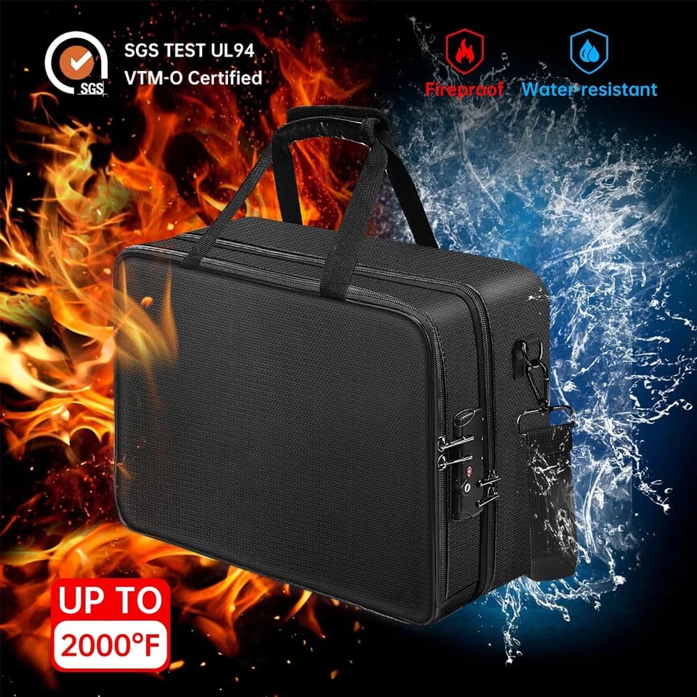 Cartella Organizer con Scatola Trasparente Colorata per Documenti, Scatola Ignifuga con Lucchetto Personalizzato, Borsa a Tracolla per Documenti