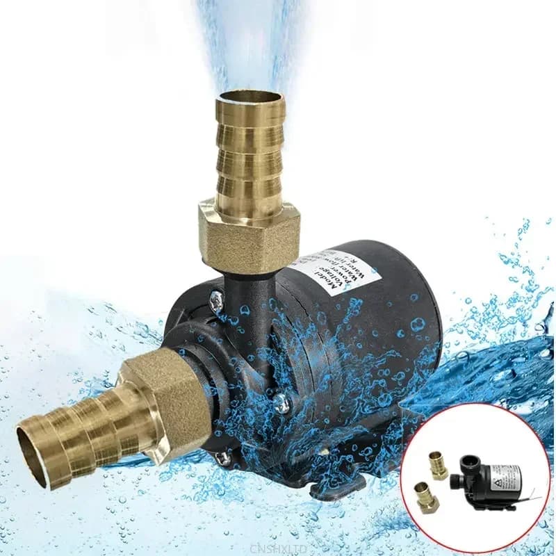 Pompa Acqua Sommergibile Portatile 12V 24V DC con Motore Brushless, Giunti in Ottone 14/16/19mm per Sistema di Raffreddamento e Fontane Mini