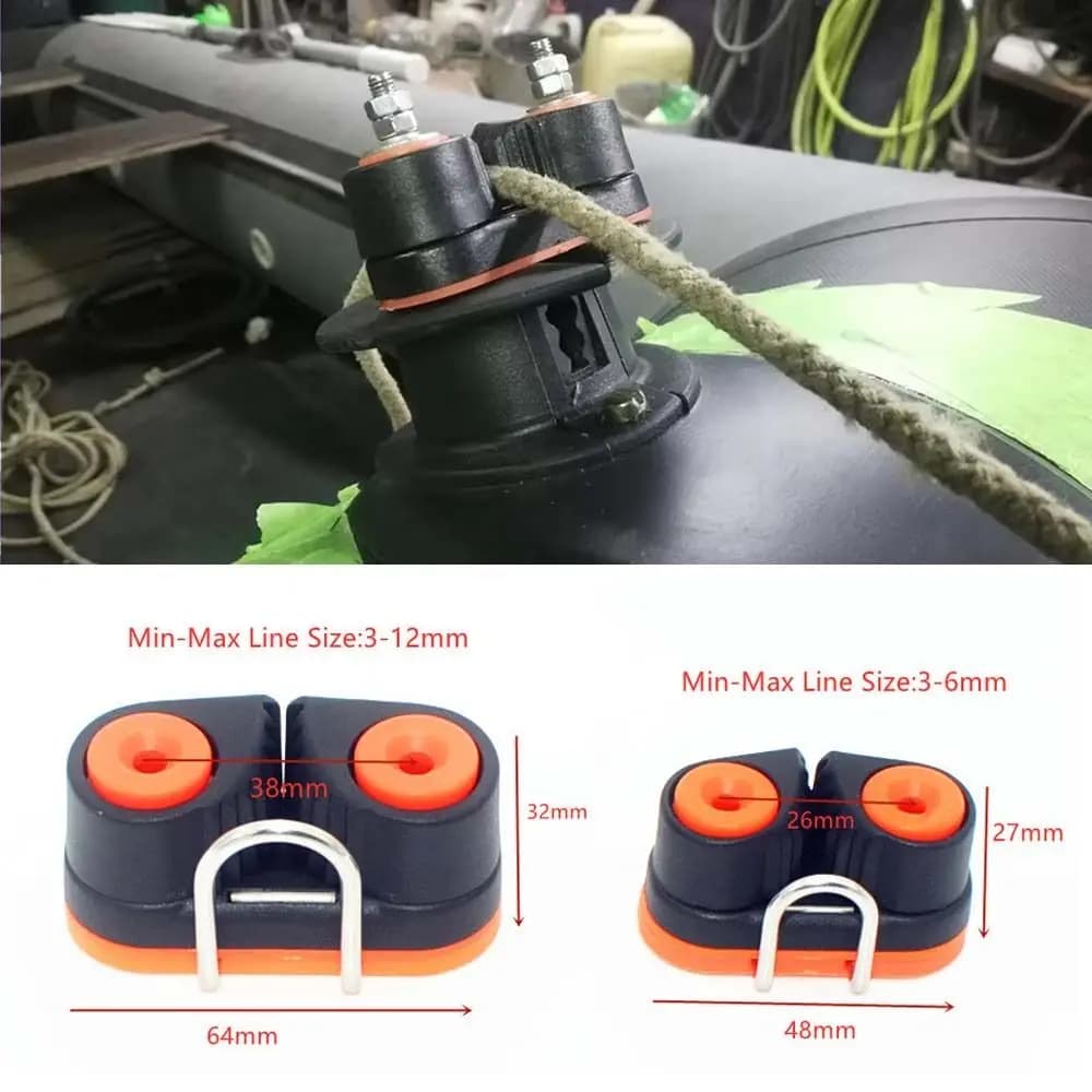 Morsetto universale per fune in nylon con cuscinetti a sfera, morsetto a camma a innesto rapido con anelli di guida per kayak e imbarcazioni, accessori nautici