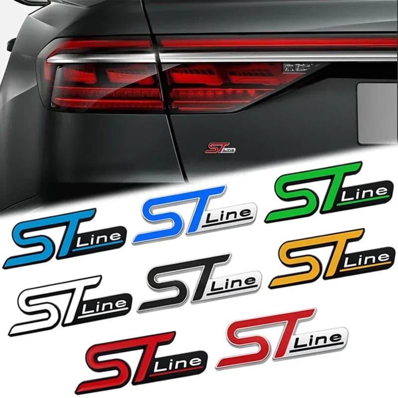 3D Metallo ST Linea Logo Auto Griglia Anteriore Emblema Baule Posteriore Adesivo Distintivo Decalcomanie per Ford ST Fiesta Focus Mondeo Kuga Ranger