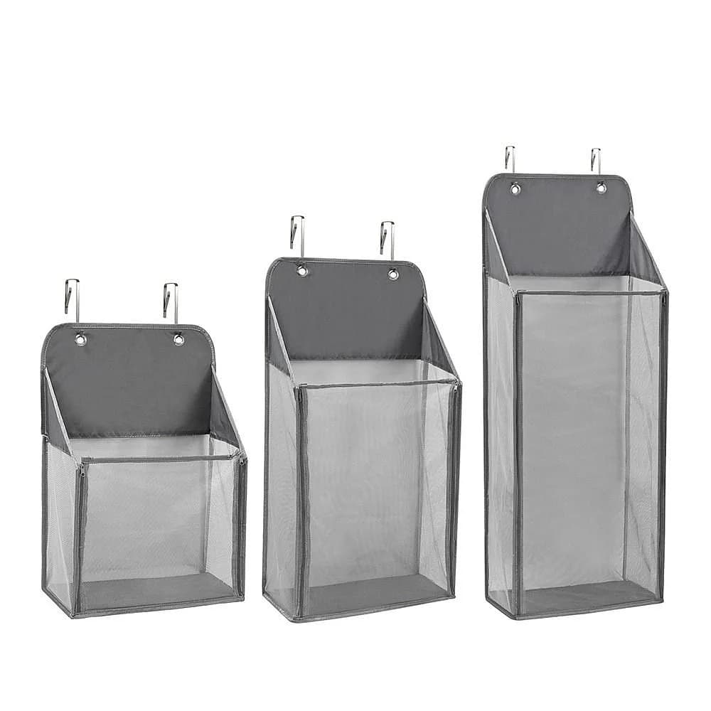 Large Capacity Over the Door Laundry Hamper Space Saving Hanging Mesh Basket Foldable Storage Bag with Hooks