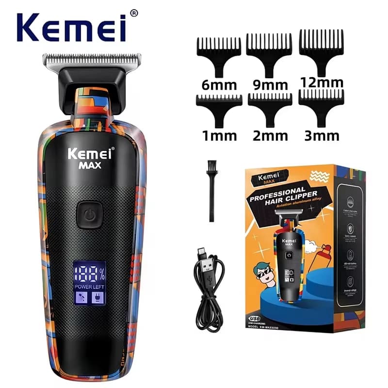 Kemei-5090 haircut with digital display, professional barber pusher for man, electric haircut with pattern Random scratches