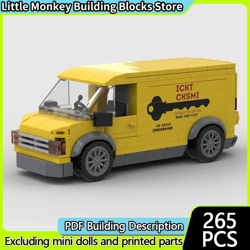 City Car Model MOC Building Bricks Mobile Locksmithing Van Modular Technology Children Holiday Gifts Assemble Toys Suit