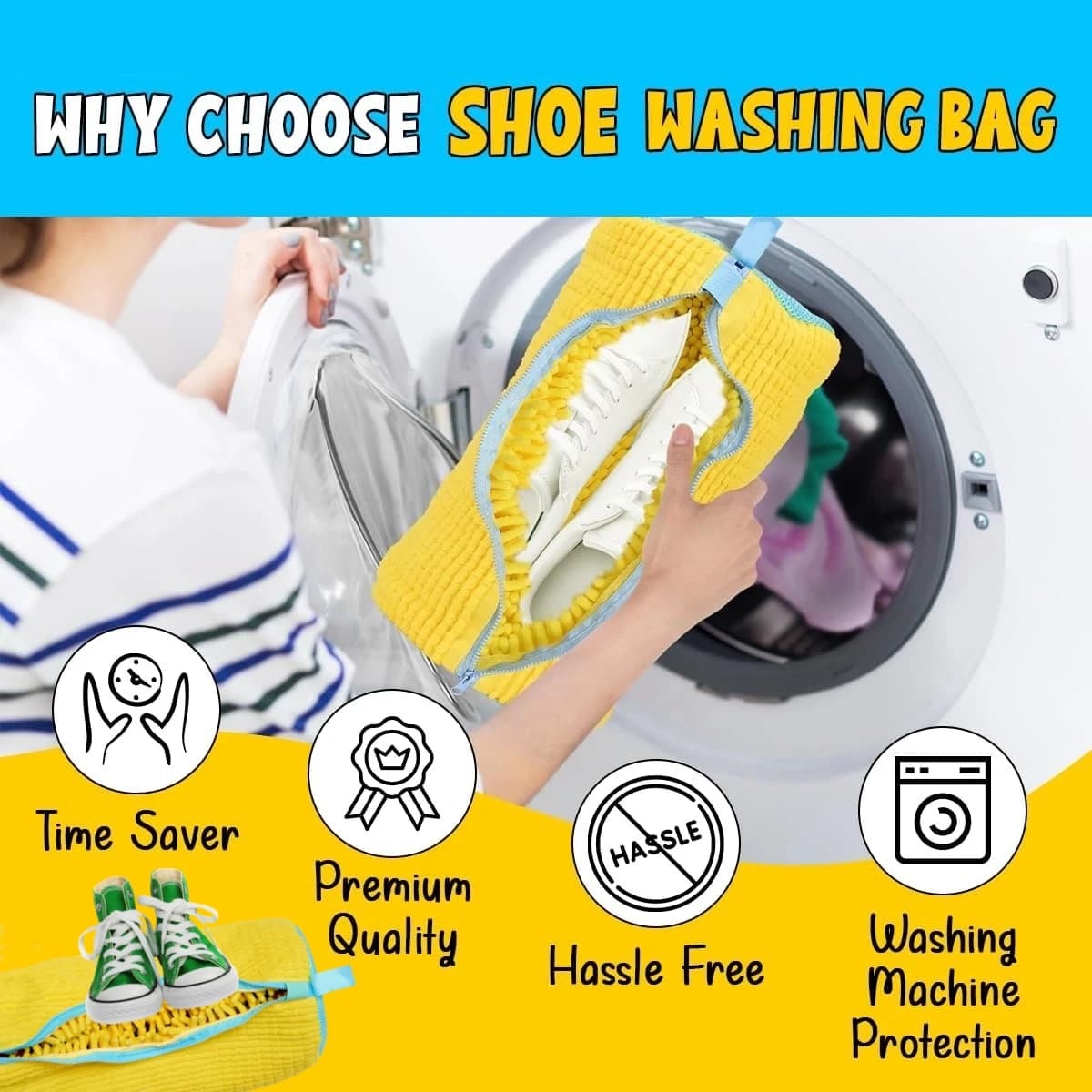 Bag for washing shoes, gymnastics laundry bag for washing machine, belt mesh protective bag with durable and reusable zipper for all shoes