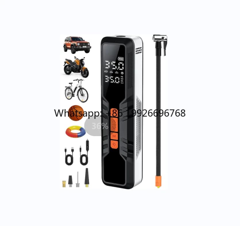Compressore d'aria portatile wireless popolare con display digitale, 150 PSI, ricaricabile, con cavo USB e batteria a lunga durata
