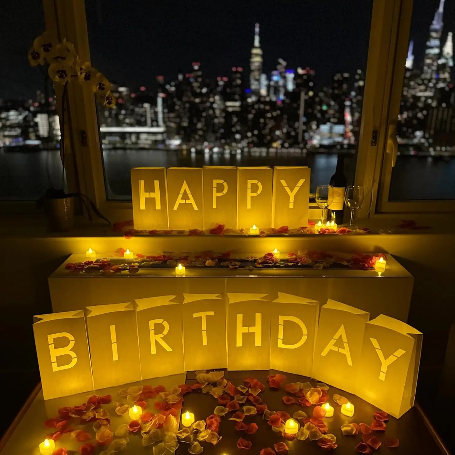 Decorazioni di Buon Compleanno per Donne e Uomini - Set Sorpresa con Lettere Luminose, 30 Candele Tealight