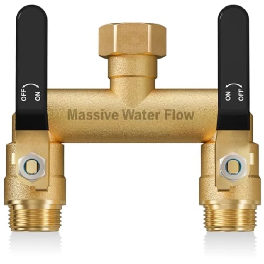 Sdoppiatore per Tubo da Giardino a 2 Vie, Resistente, con 2 Maniglie Lunghe in Metallo, in Ottone Resistente alla Ruggine e al Congelamento